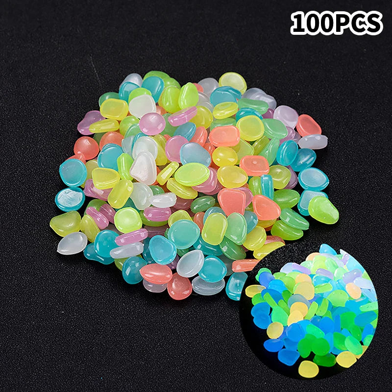 100pcs Garden Decor Luminous Stones Glow In The