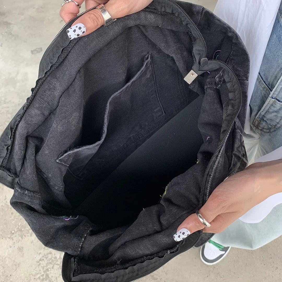Crossbody Bags For Women Casual Denim Bags embroidery