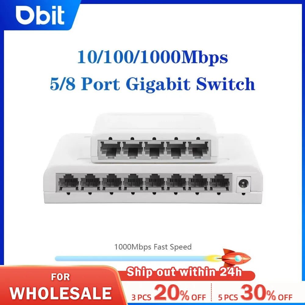 DBIT 5 /8 Port Gigabit Data Switch,Network Hub,Desktop