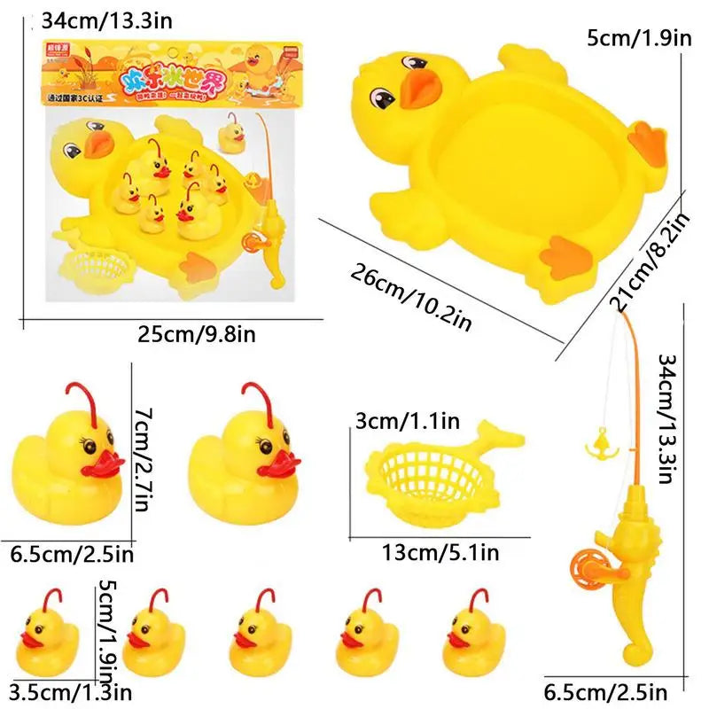 9Pcs/Set Mini Floating Duck Fishing Bath Toy Set