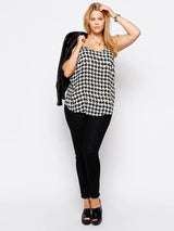 Plus Size Sexy Houndstooth Print Cami Tops Women