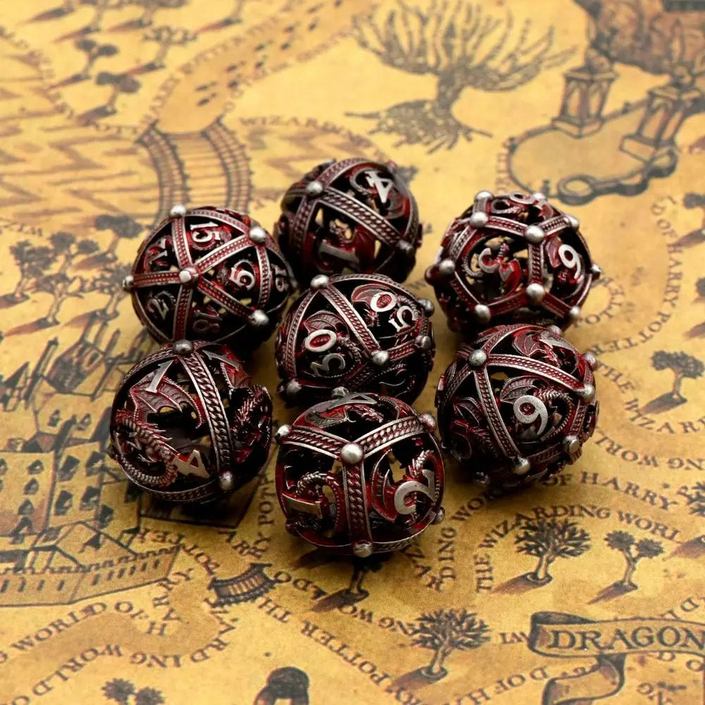 7Pcs/set Hollow Roung Dragon for DND Dice Party