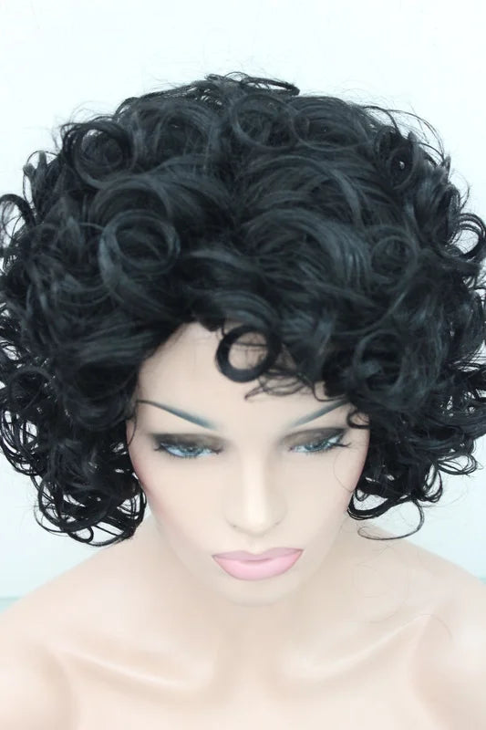 Ladies Wig Short Wavy Women Wig Dark Grey