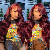 30 Inch 99j Burgundy Body Wave Lace Front