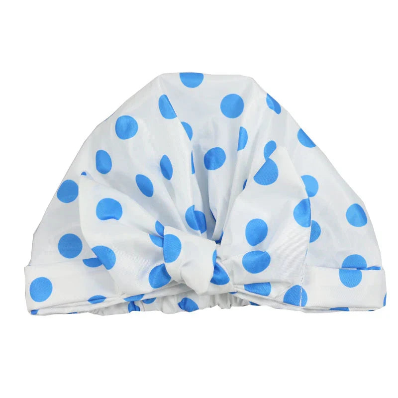 Waterproof Leopard Print Cap Elastic Bow Nightcap Women