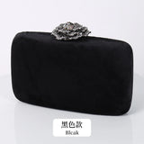 New Winter Velvet Clutch Bag Diamond Flower Lock