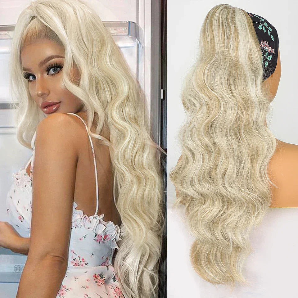 Vigorous Synthetic Long Body Wavy Drawstring Ponytail for
