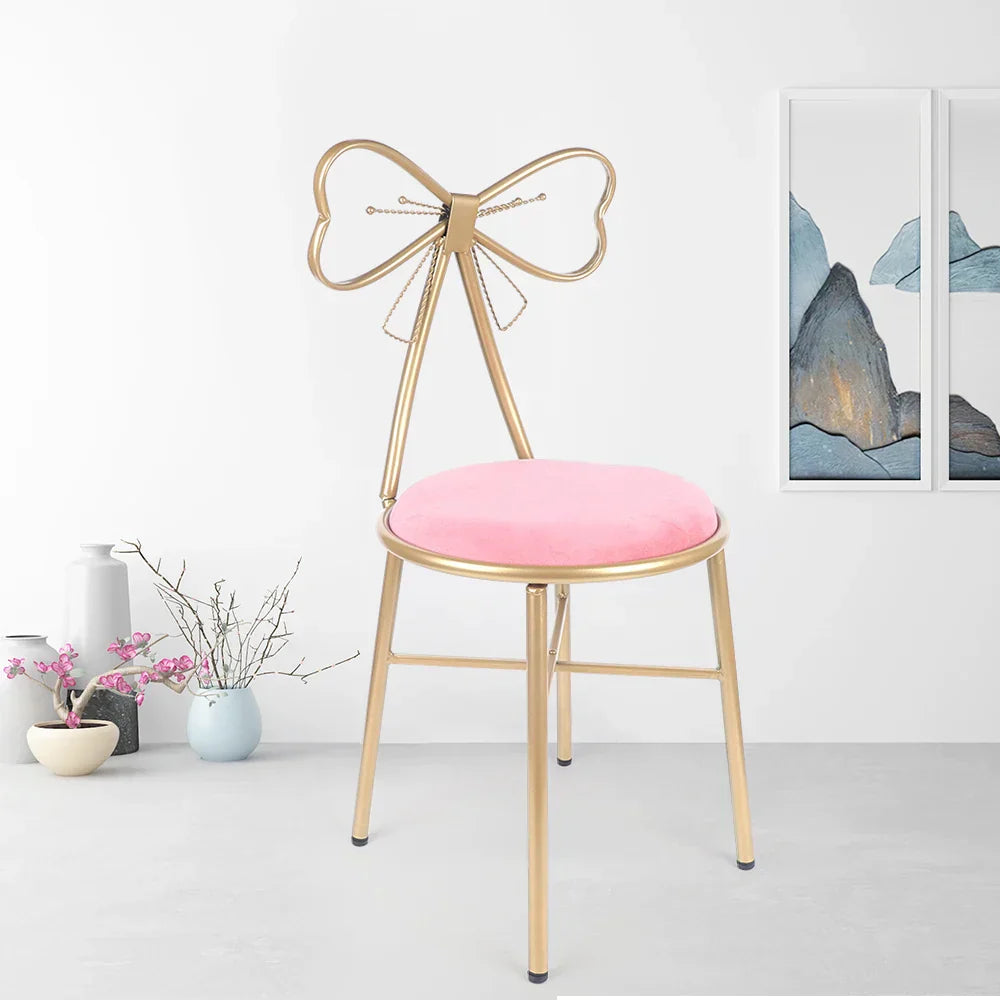 Luxury Minimalist Makeup Vanity Stool Butterfly Backrest Chair