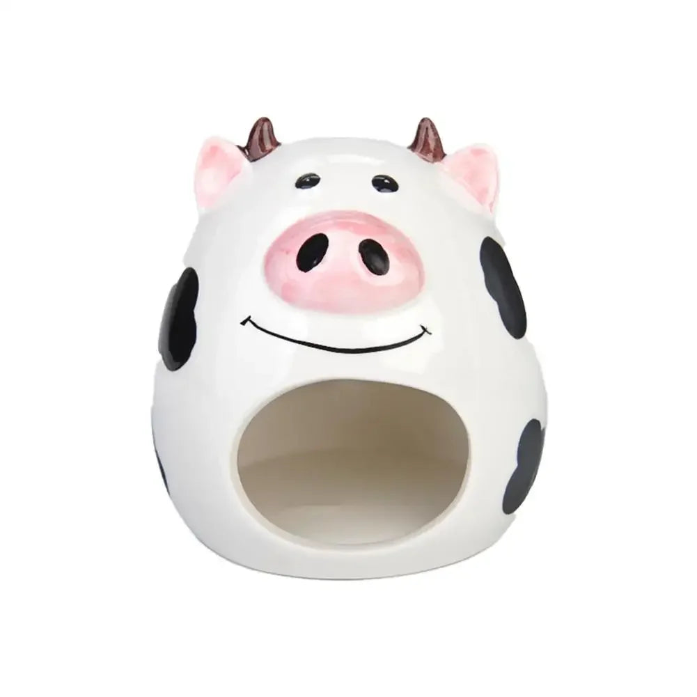 Summer Cooling Ceramic Nest Cartoon Cow Mini Pet