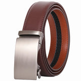 Plyesxale Brown Leather Belt Men 2024 Automatic Buckle
