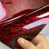 Carbon Fiber Film Glossy Forged Carbon Fiber Vinyl Wrap Car Accessories Red Self Adhesive Decal Stickers for Car Body Film 150cm