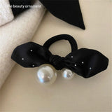 Fashion Seamless Black Hair Ties Rope Simple Pearl