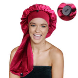 Satin Long Nightcap Wide Edge Adjustable Bonnet Women