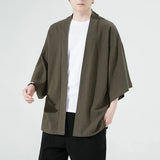 Mens Japanese Kimono Cardigan Loose Cotton Linen 34