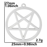5pcs Hollow Round Pentagram Charm for Jewelry Making