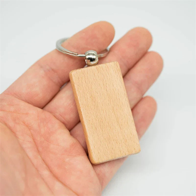 20 Pieces Blank Wooden Keychain Rectangular Key ID