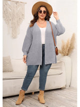 Plus Size Autumn Winter Midi Knitted Cardigan Women
