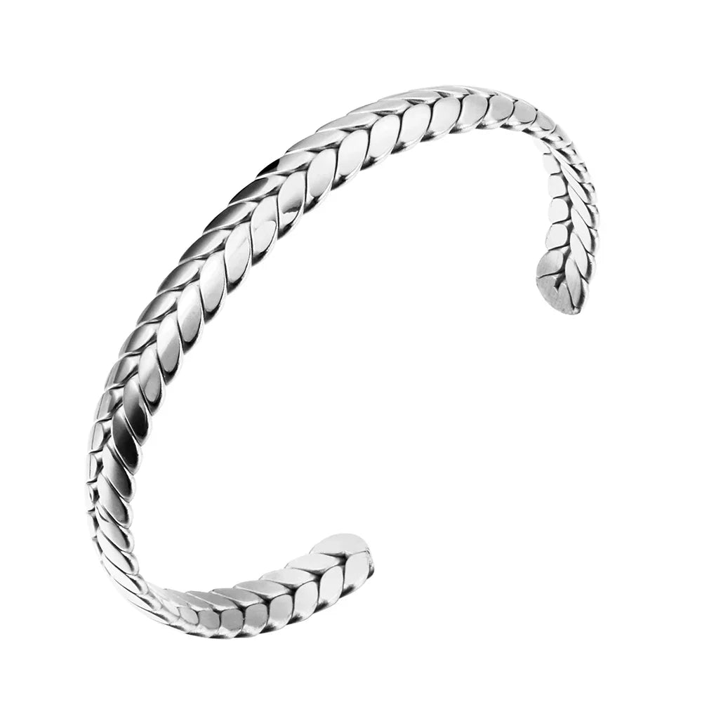 Classic Stainless Steel Open Cuff Bangles Adjustable Ball