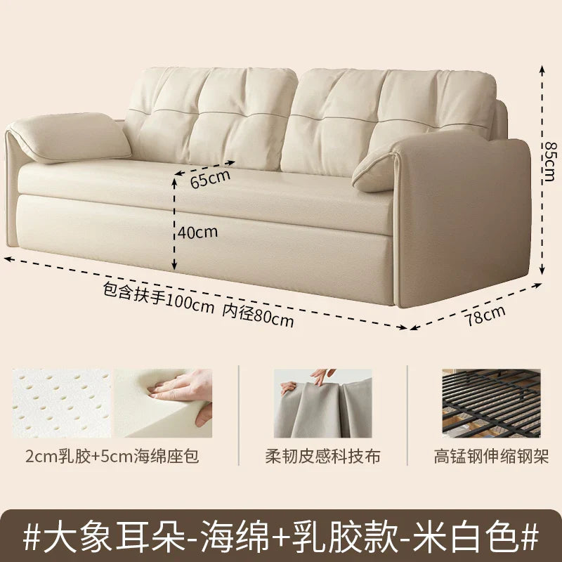 Metal Double Living Room Sofas Foldable Cream Theater