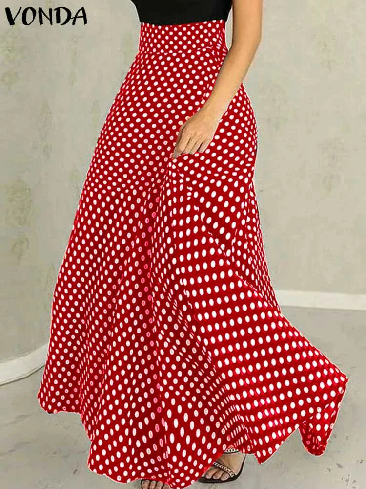 Plus Size VONDA Women High Waist Long Skirts