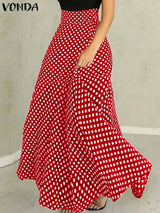 Plus Size VONDA Women High Waist Long Skirts