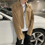 Gmiixder Short Lapel Jacket Men's Spring Autumn Vintage