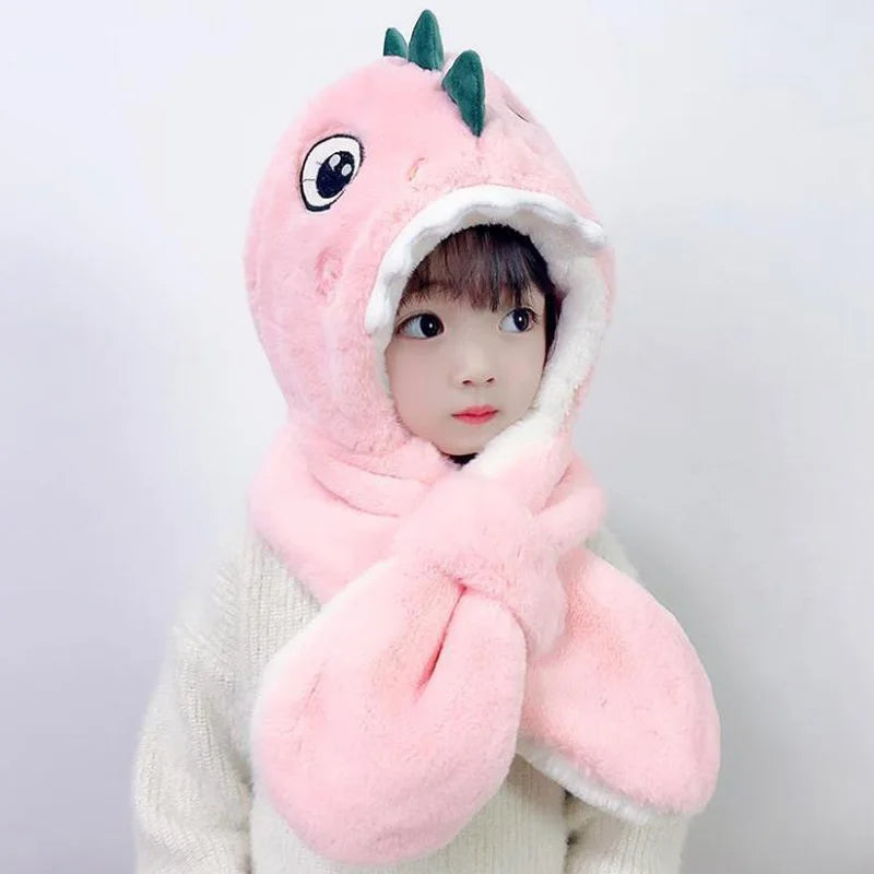 Doitbest Cartoon Dinosaur Children Winter Hats Beanies Set