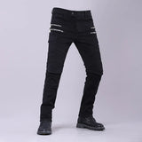 Double Zipper Metal Style Motorcycle Pants Men For Woman Outdoor Riding Jeans Motocross Moto Trousers With Protective Gear