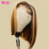 Highlight Short Bob Wig Bone Straight Chocolate Brown
