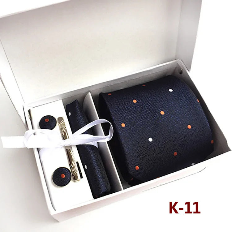 6piece Set Classic Printed DotsTies for Men Kerchief