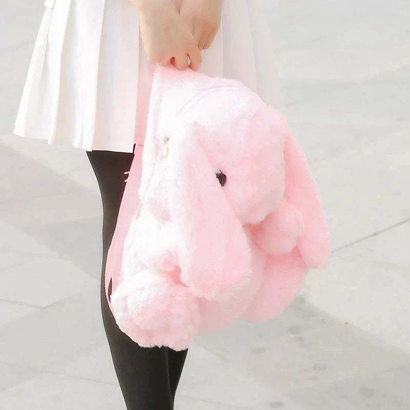 Cute Furry Rabbit Plush Doll Backpack Stuffed Kids