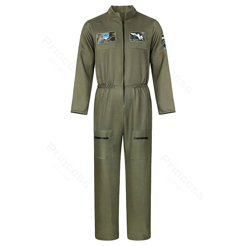 Pilot Uniform Army Green TOP GUN Costume for