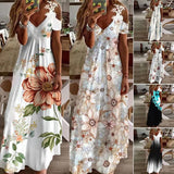 Plus Size Women Floral Print Maxi Dress Boho