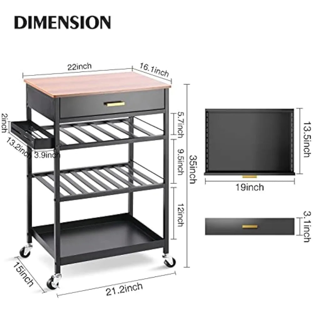 TOOLF Kitchen Island Cart with Drawer, Rolling Kitchen