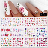 12 Designs Nail Stickers Set Mixed Floral Geometric