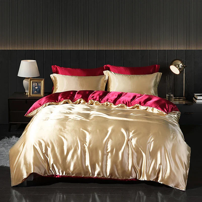 Luxury Gold Mulberry Silk Bedding Set Comforter Quilt
