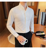 Men Long-sleeved Business Formal Social Dress Shirt Fall