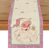 Pink Santa Claus Theme Decoration Kitchen Table Rectangular