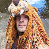 Winter Cartoon Animal Wig Hat Knitted Handmade Lion