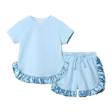 Kids Clothes Girls Outfits Short Sleeve Ruffle T-shirts