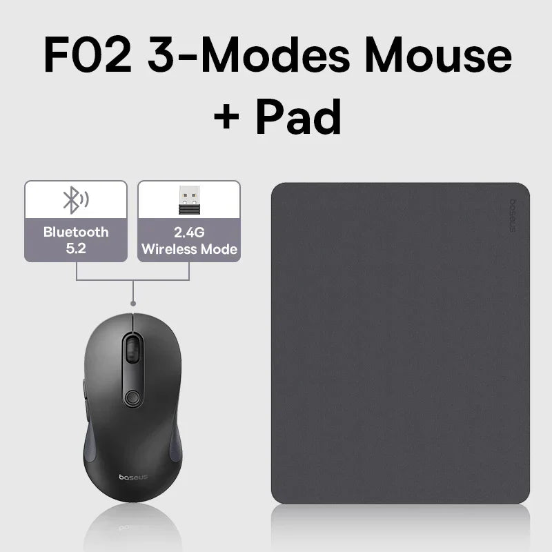 Baseus F02 Wireless Mouse Bluetooth 5.2 2.4G 4000DPI