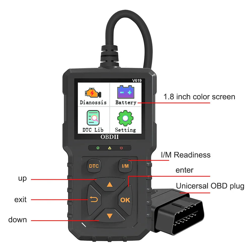 V619 12V Car OBD2 Diagnostic Tools OBD 2