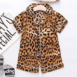 Toddler Girls Silk Satin Pajamas Sets Cartoon Kids