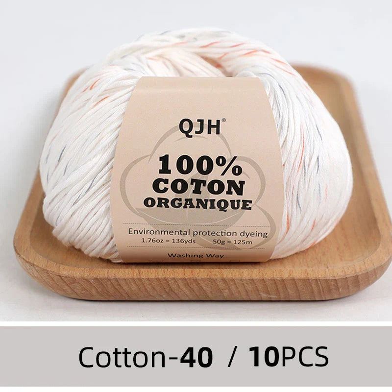 QJH 10PCS 100% Organic Cotton Yarn Pure/Mixed Color