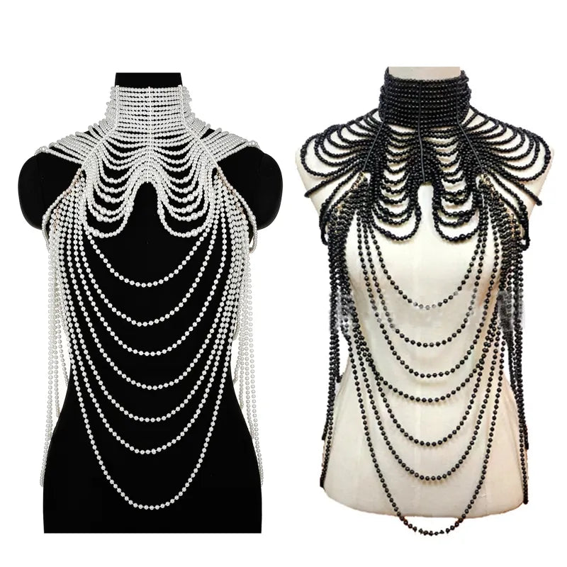 Women Body Chain Sexy Pearl Body Bra Chain