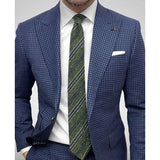 Men's Suit Jacket Checkered Striped Lapel Long Sleeved
