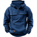 Loose Sweatshirt Men Pullover Solid Color Black Blue
