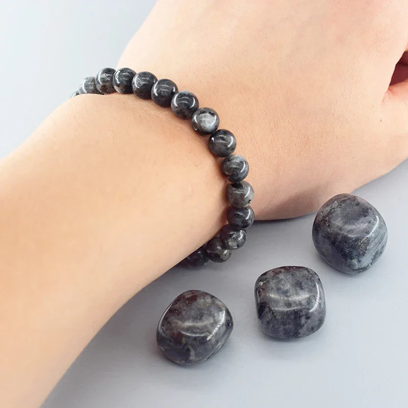 Real Natural Labradorite Stone Bead Bracelet Men Women