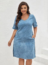 LIH HUA Women's Plus Size Denim Dress Summer