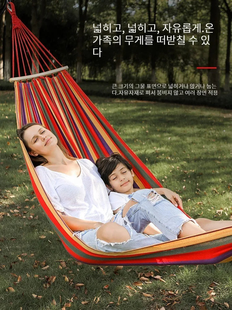 Single Double hammock 200X150cm outdoor anti-rollover canvas hammock